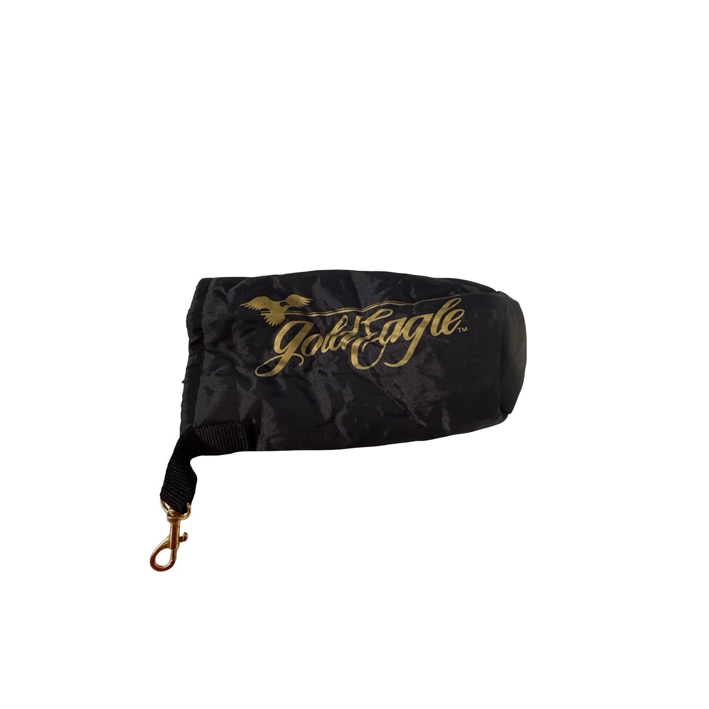 Gold Eagle Golf Valuables Pouch Drawstring Accessory Bag Black Nylon Snap Hook 8x4
