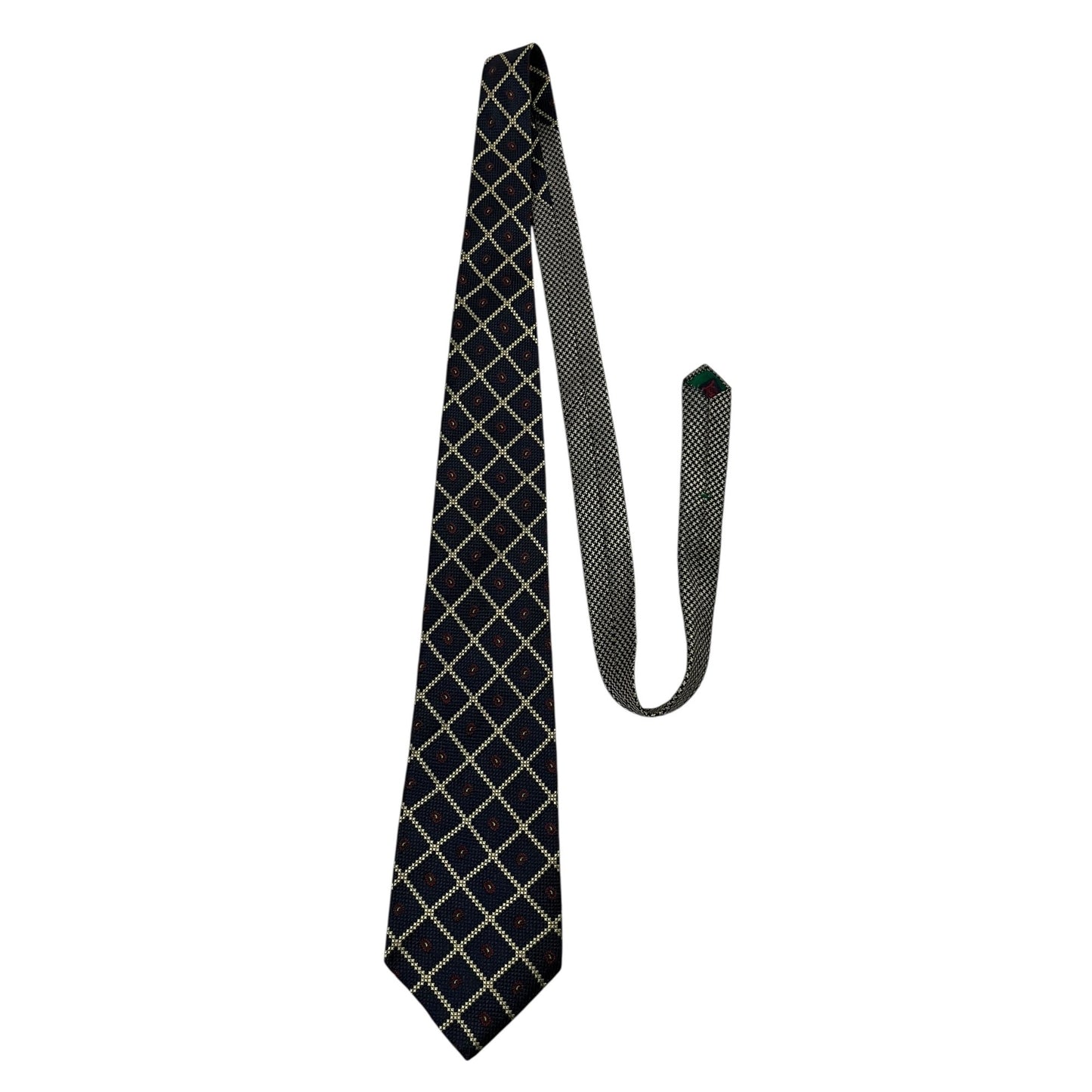 Tommy Hilfiger Silk Tie Navy Gold Geometric Pattern Classic Mens Necktie