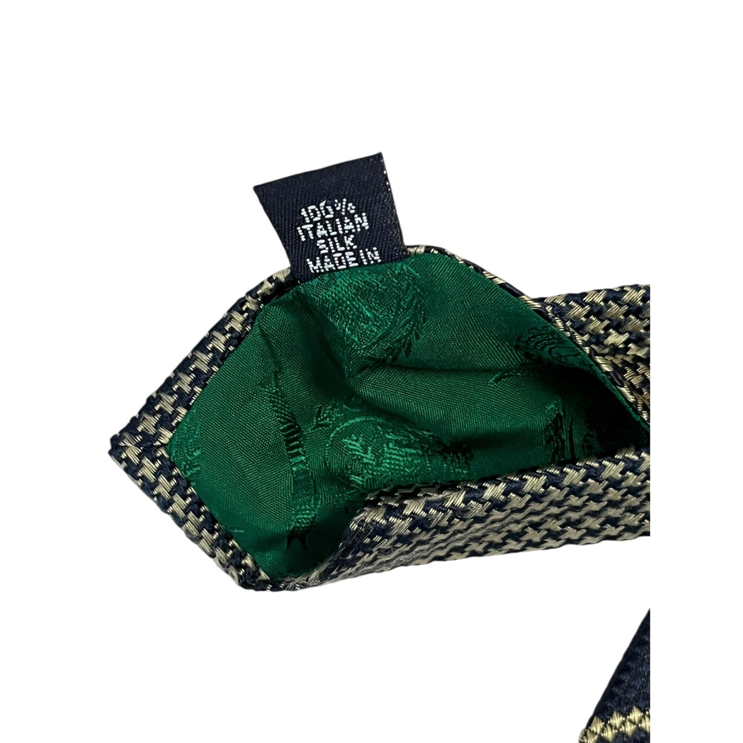 Tommy Hilfiger Silk Tie Navy Gold Geometric Pattern Classic Mens Necktie