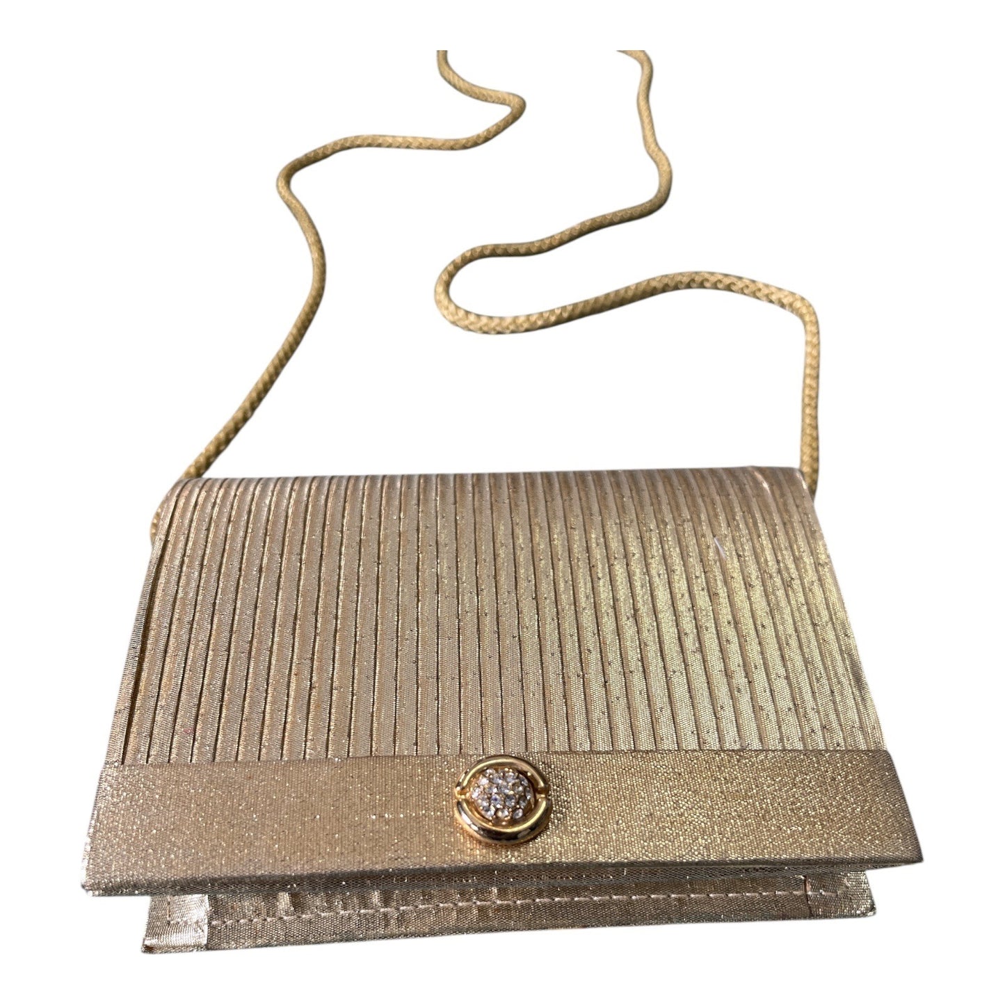 Vintage Accessory Lady Gold Pleated Evening Bag Small Shoulder Purse