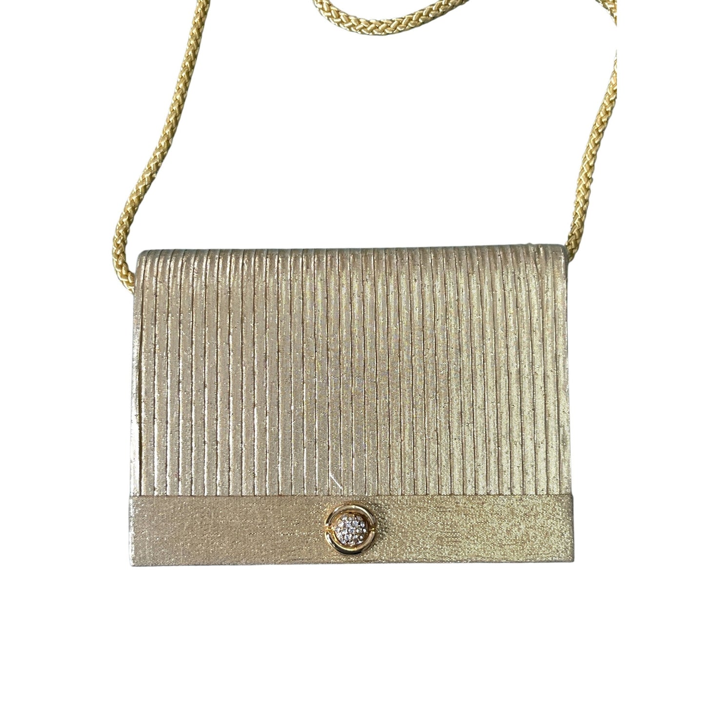 Vintage Accessory Lady Gold Pleated Evening Bag Small Shoulder Purse