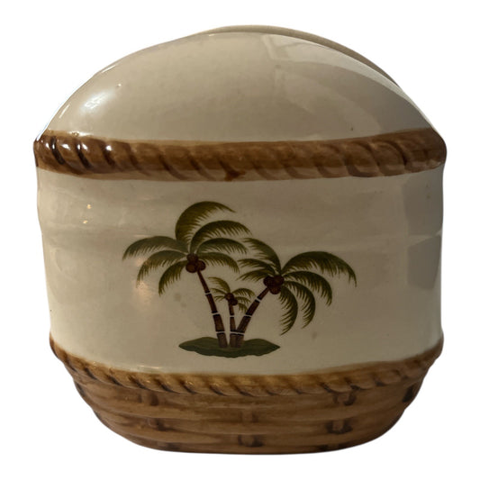 Vintage Palm Tree Ceramic Napkin Holder Alco Industries Tropical Island Table Decor