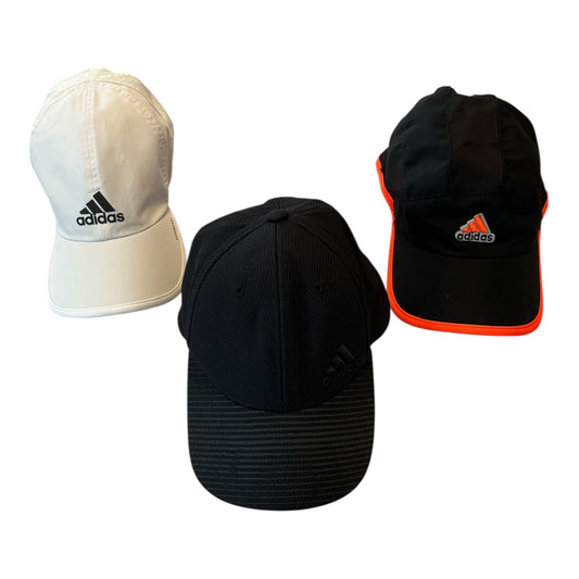 Set of 3 Adidas Baseball Hats – AEROREADY, A-FLEX, Mesh – White & Black Caps