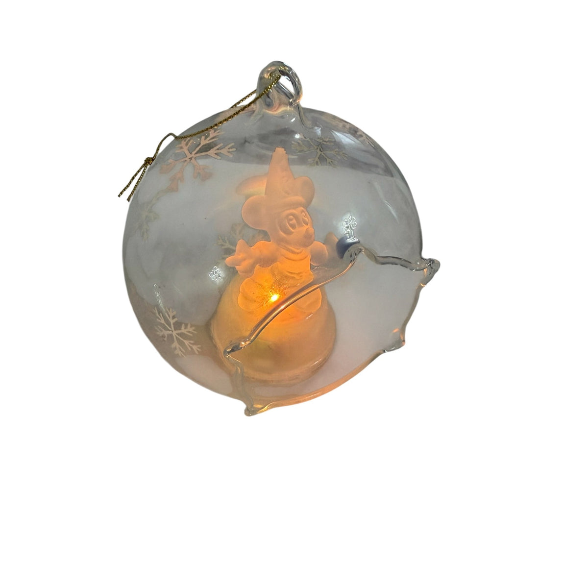Disney Fantasia Sorcerer Mickey Color Changing Light Up Glass Ornament Arribas Box