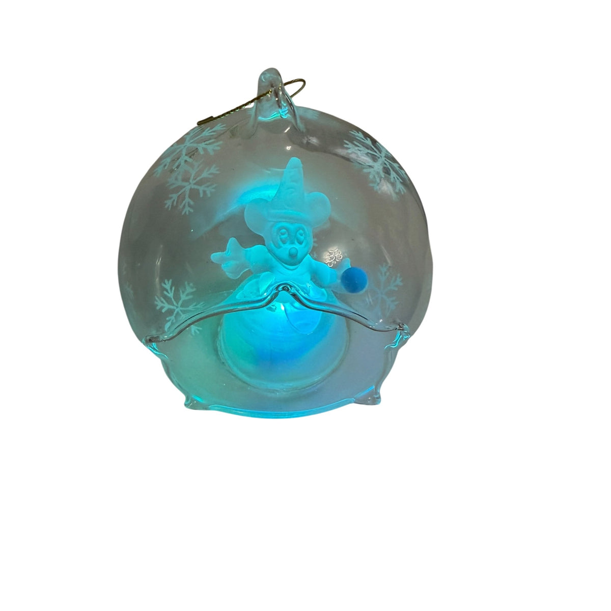 Disney Fantasia Sorcerer Mickey Color Changing Light Up Glass Ornament Arribas Box