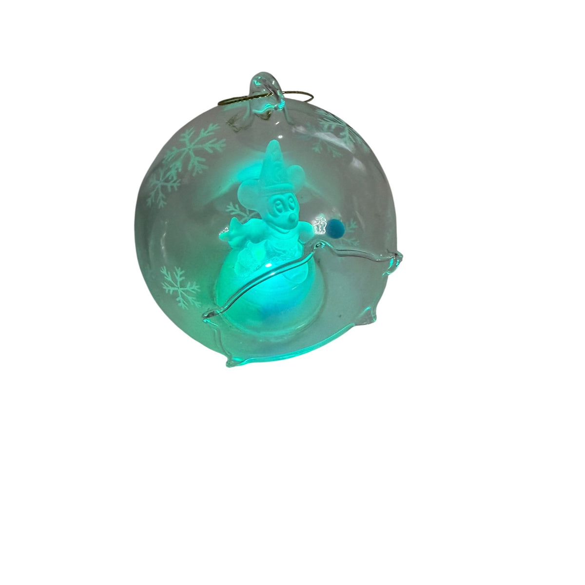 Disney Fantasia Sorcerer Mickey Color Changing Light Up Glass Ornament Arribas Box