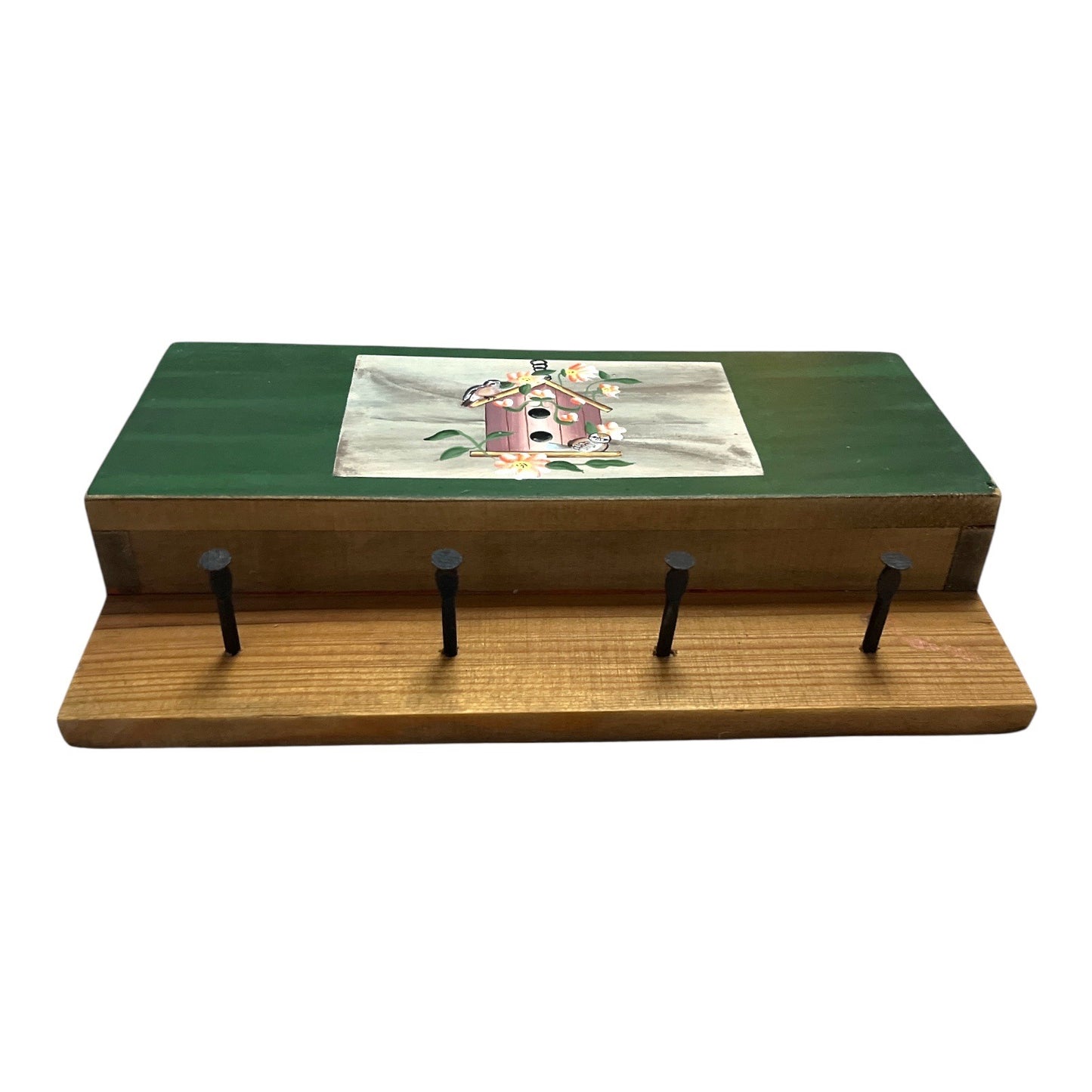 Vintage Hand-Painted Wooden Key & Mail Holder | Birdhouse Motif | Hanna's 1999 | 11.5" x 8"