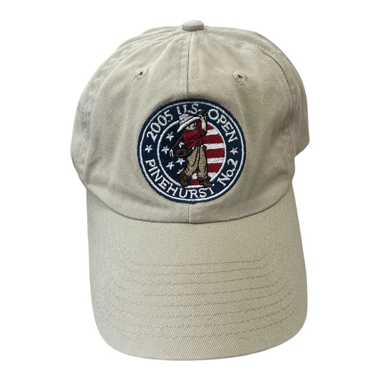 2005 U.S. Open Pinehurst No. 2 Hat – USGA Member Embroidered Cap – Adjustable Khaki Baseball Hat