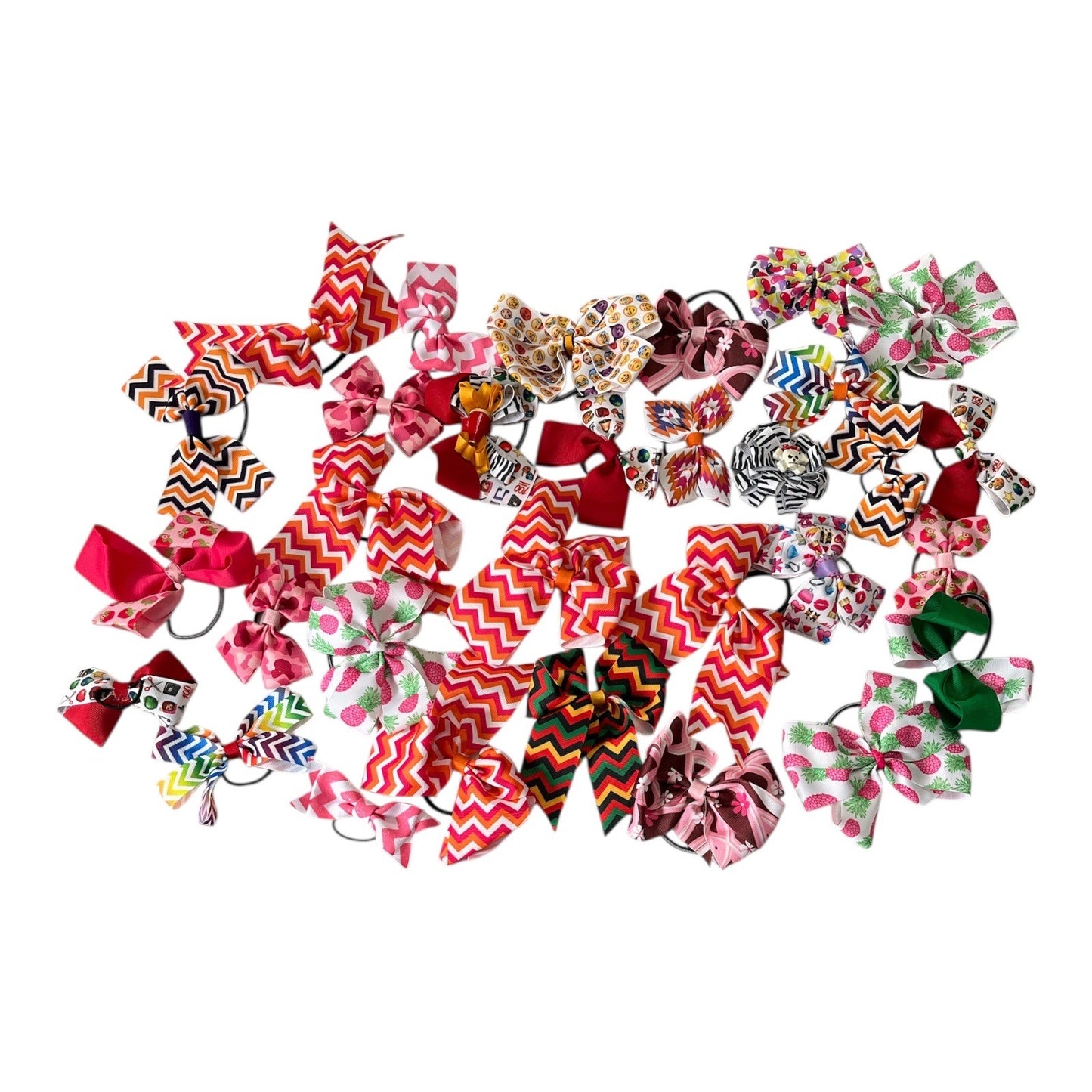 31-Piece Hair Bow Lot Girls Grosgrain Ribbon Ponytail Holders Colorful Mix