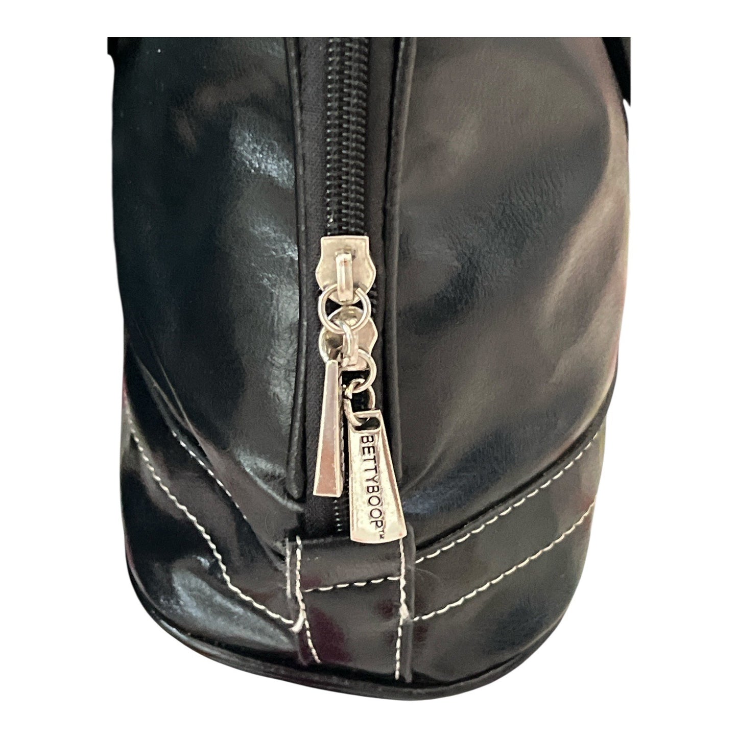 Betty Boop Capricorn Zodiac Black Faux Leather Handbag W/ Double Handles & Zipper Closure 10" X 12" X 4"
