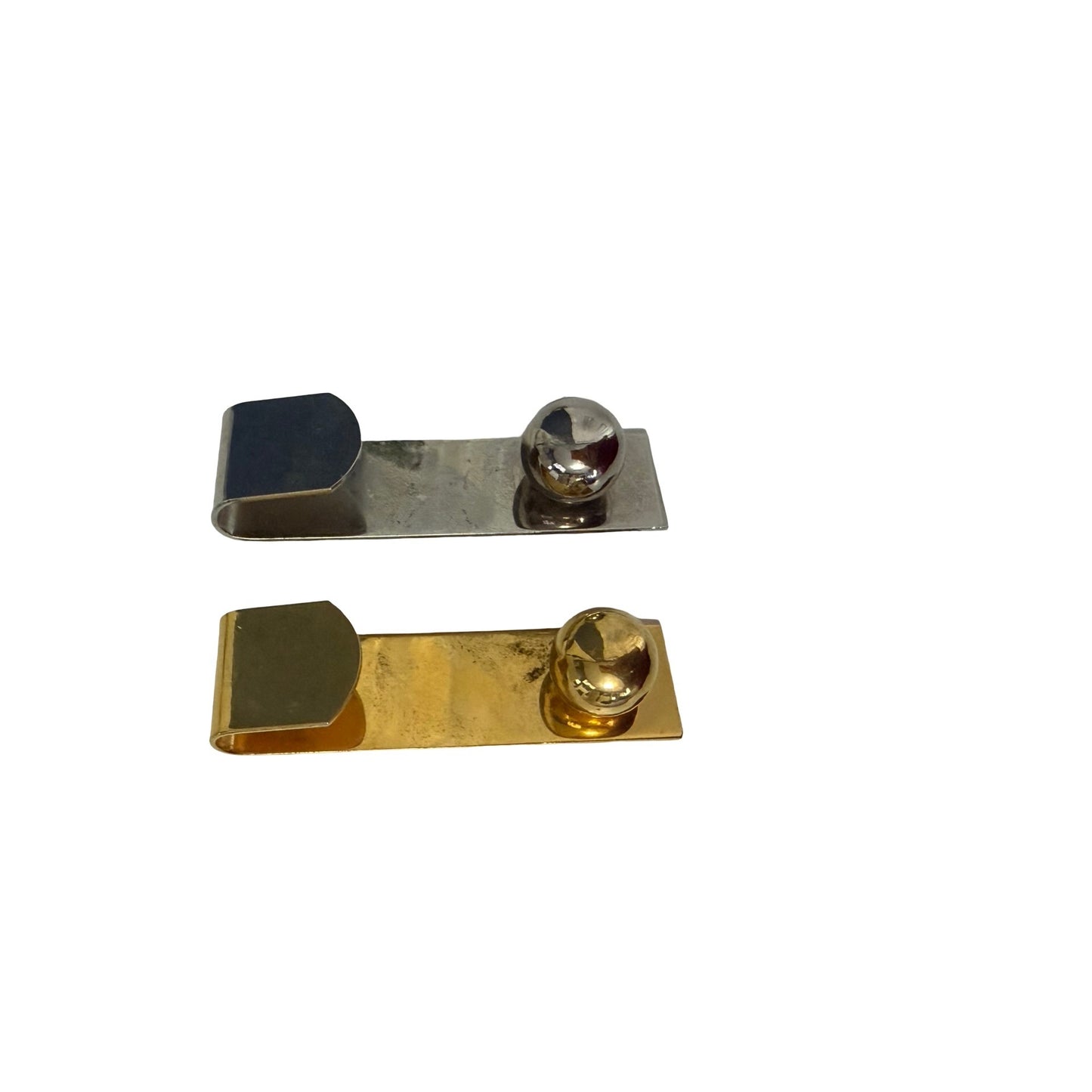 Vintage Gold Tone & Silver Tone Sweater Guard Collar Clips Set of 2 Geometric Ball Design