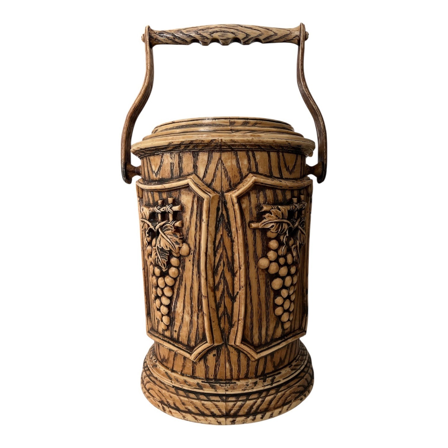 Vintage Faux Bois Grape Ice Bucket Wine Chiller Hong Kong Barware