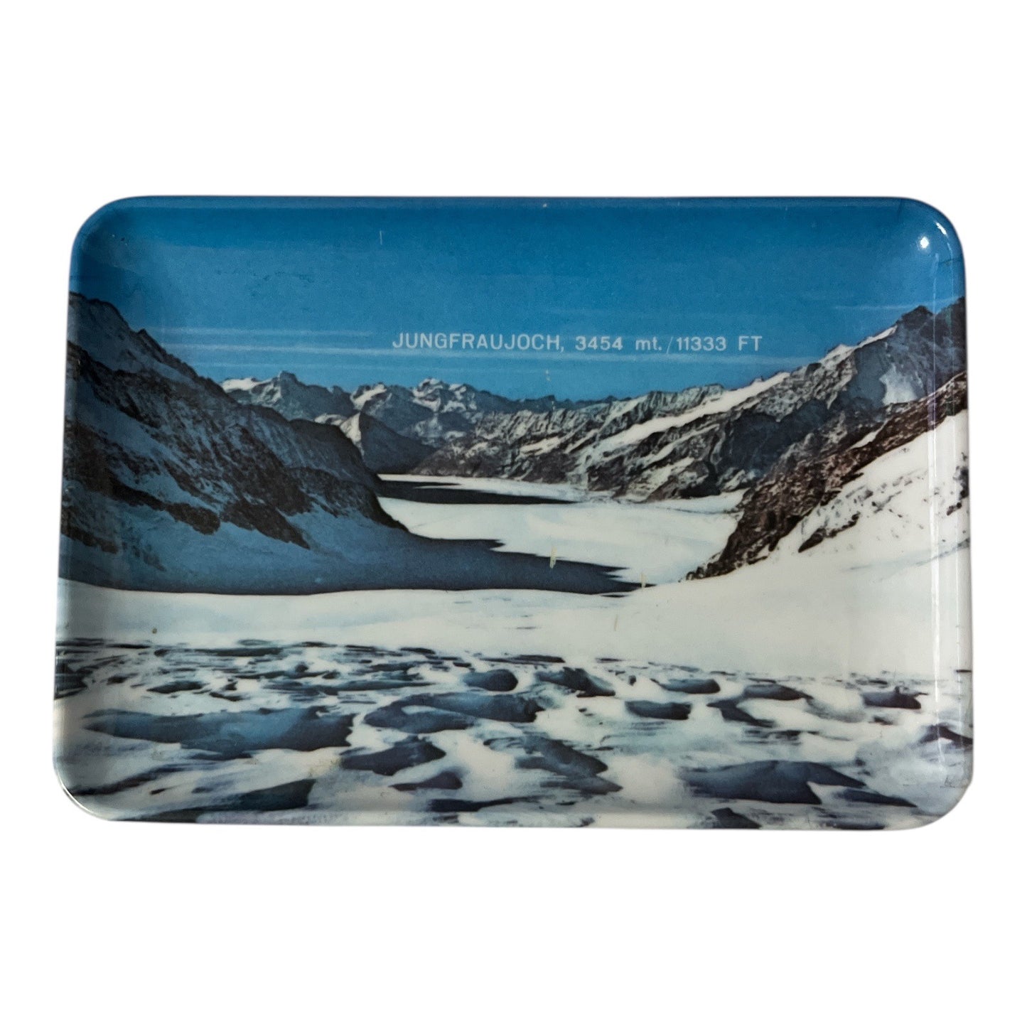 Vintage Swiss Jungfraujoch Glacier Souvenir Tray Cofer Geneva