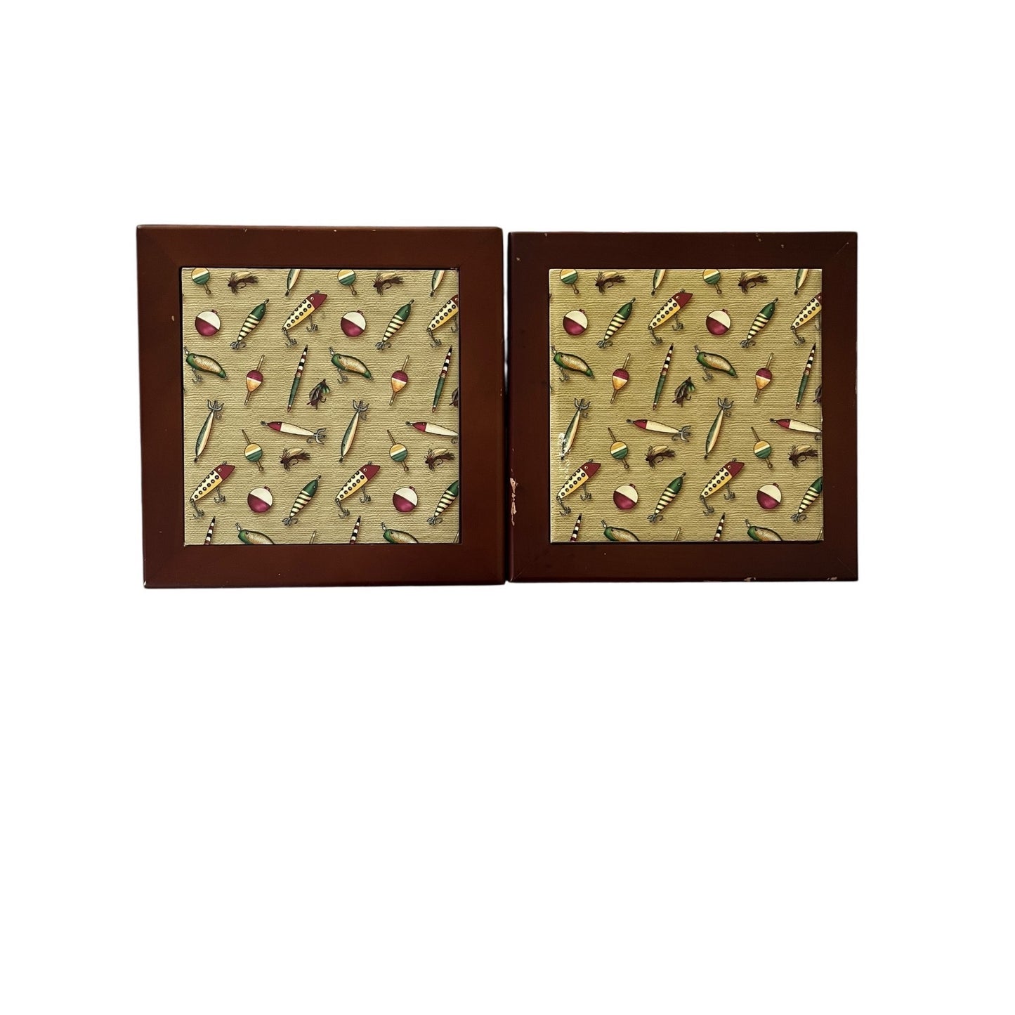 Set of 2 Young’s Fishing Lure Wall Plaques 8” Rustic Cabin Lodge Lake House Decor