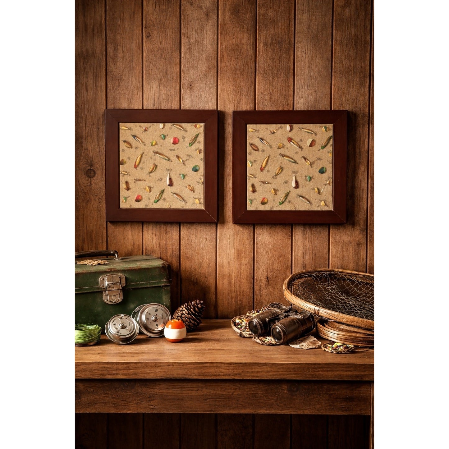 Set of 2 Young’s Fishing Lure Wall Plaques 8” Rustic Cabin Lodge Lake House Decor