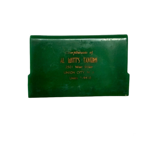 Vintage Al Witt's Tavern Union City NJ Plastic Double Matchbook Holder Case Advertising