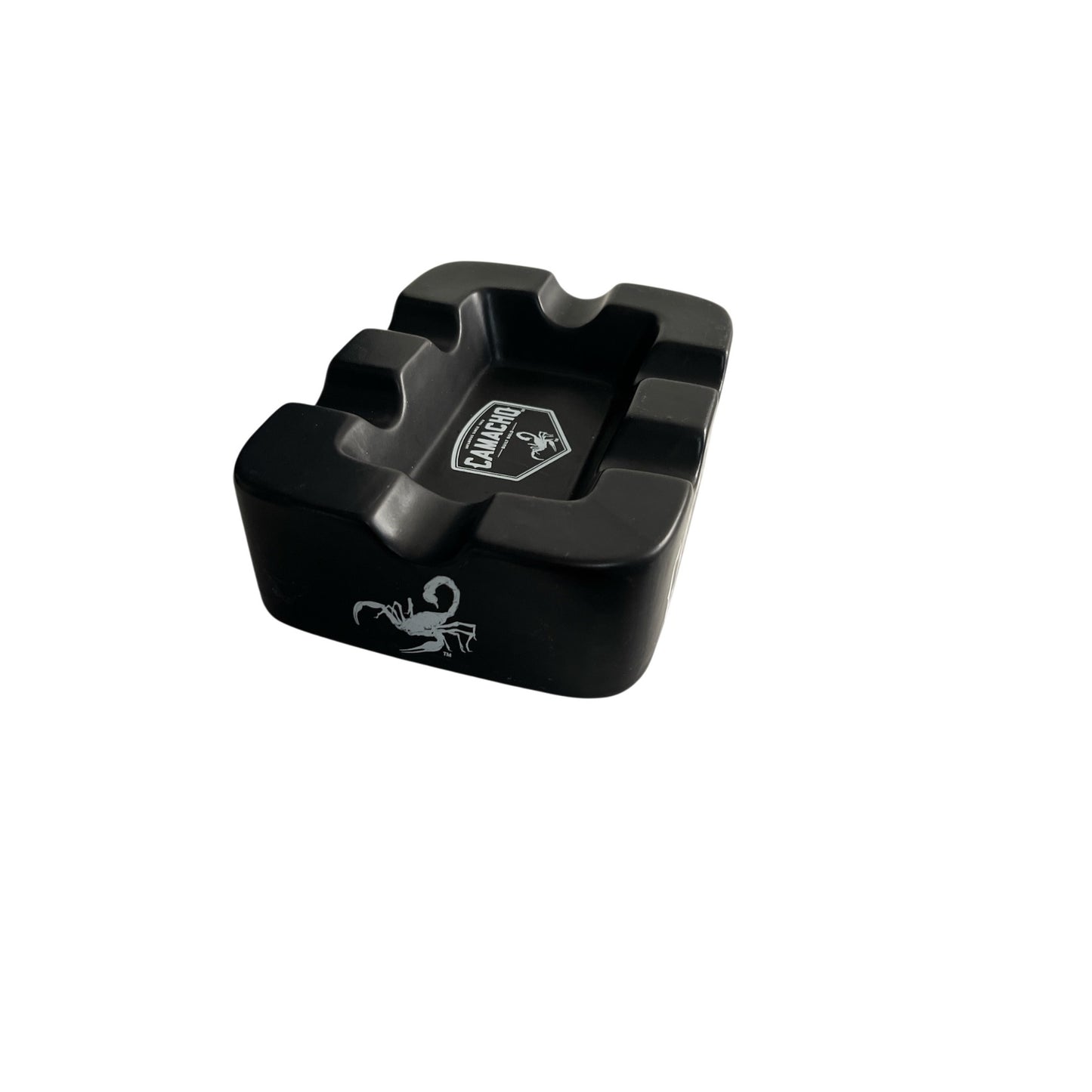 Camacho Cigars 4-Cigar Ceramic Ashtray Black Scorpion Logo