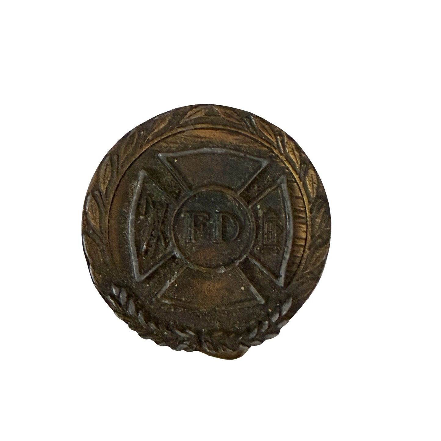 Vintage FD Fire Department Maltese Cross Brass Tone Belt Buckle