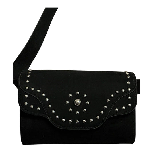 Torrid Black Studded Faux Suede Waist Belt Bag – 7 x 5 Inches – Adjustable Buckle, Magnetic Closure