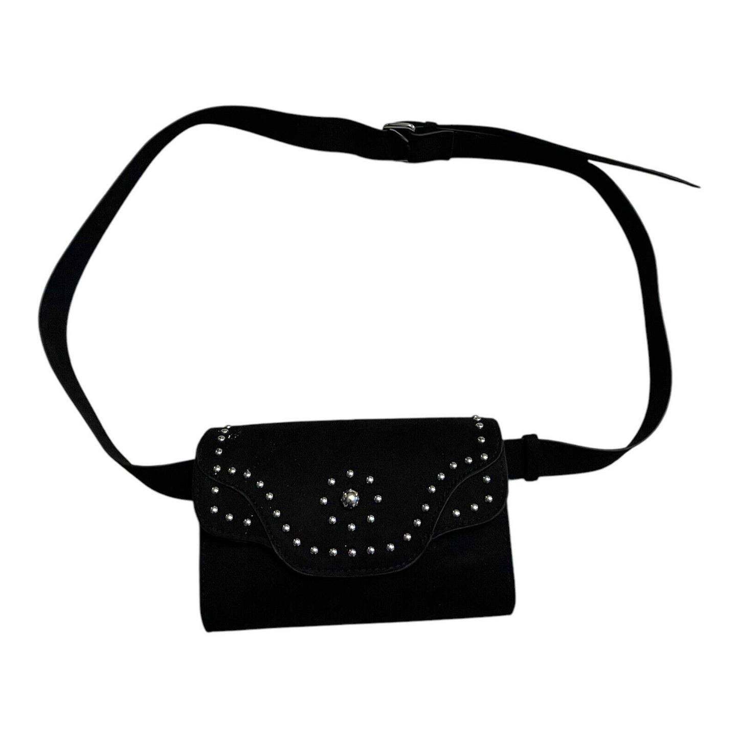 Torrid Black Studded Faux Suede Waist Belt Bag – 7 x 5 Inches – Adjustable Buckle, Magnetic Closure