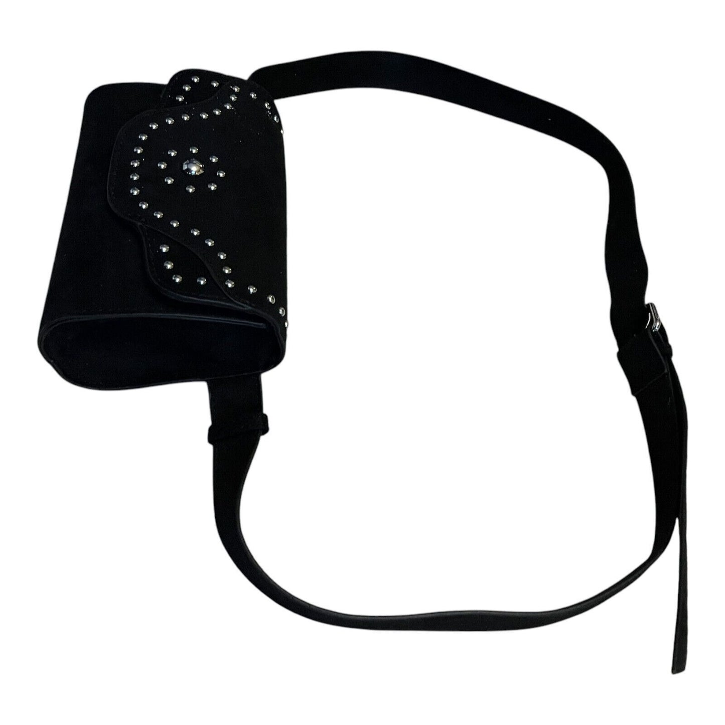 Torrid Black Studded Faux Suede Waist Belt Bag – 7 x 5 Inches – Adjustable Buckle, Magnetic Closure