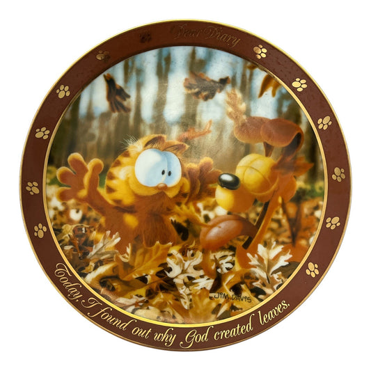 Garfield Collector Plate – “God Created Leaves” – Dear Diary Series – Danbury Mint – Limited to 14 Firing Days