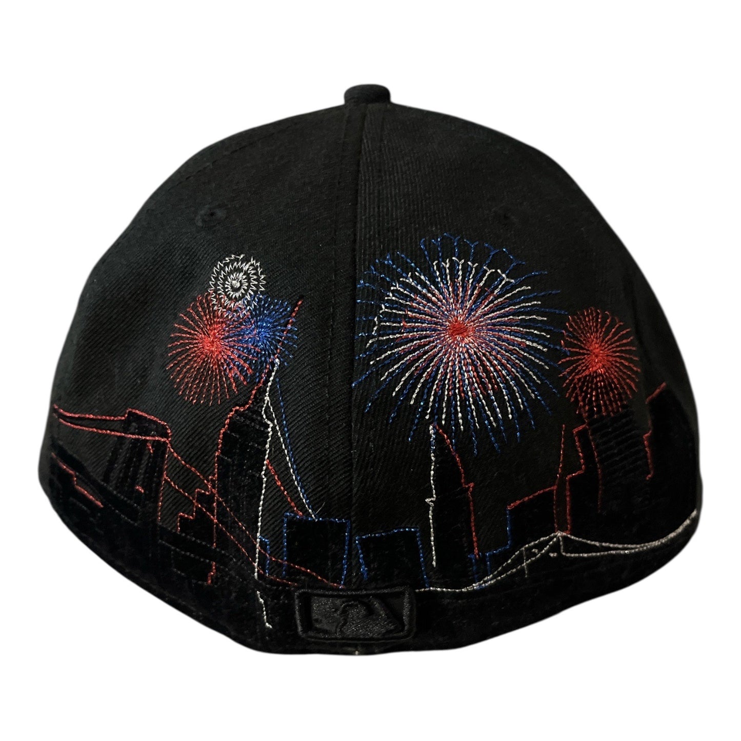 New Era 59FIFTY New York Yankees Wool Fitted Hat 7 1/2 Fireworks NYC Skyline Embroidered Black