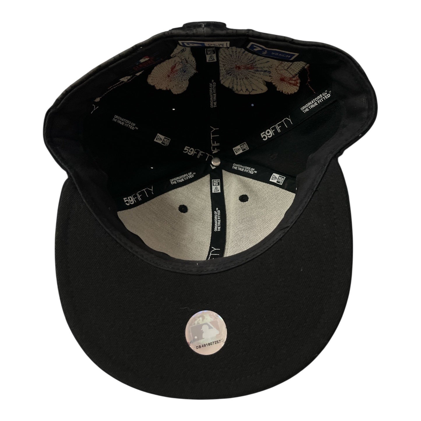 New Era 59FIFTY New York Yankees Wool Fitted Hat 7 1/2 Fireworks NYC Skyline Embroidered Black