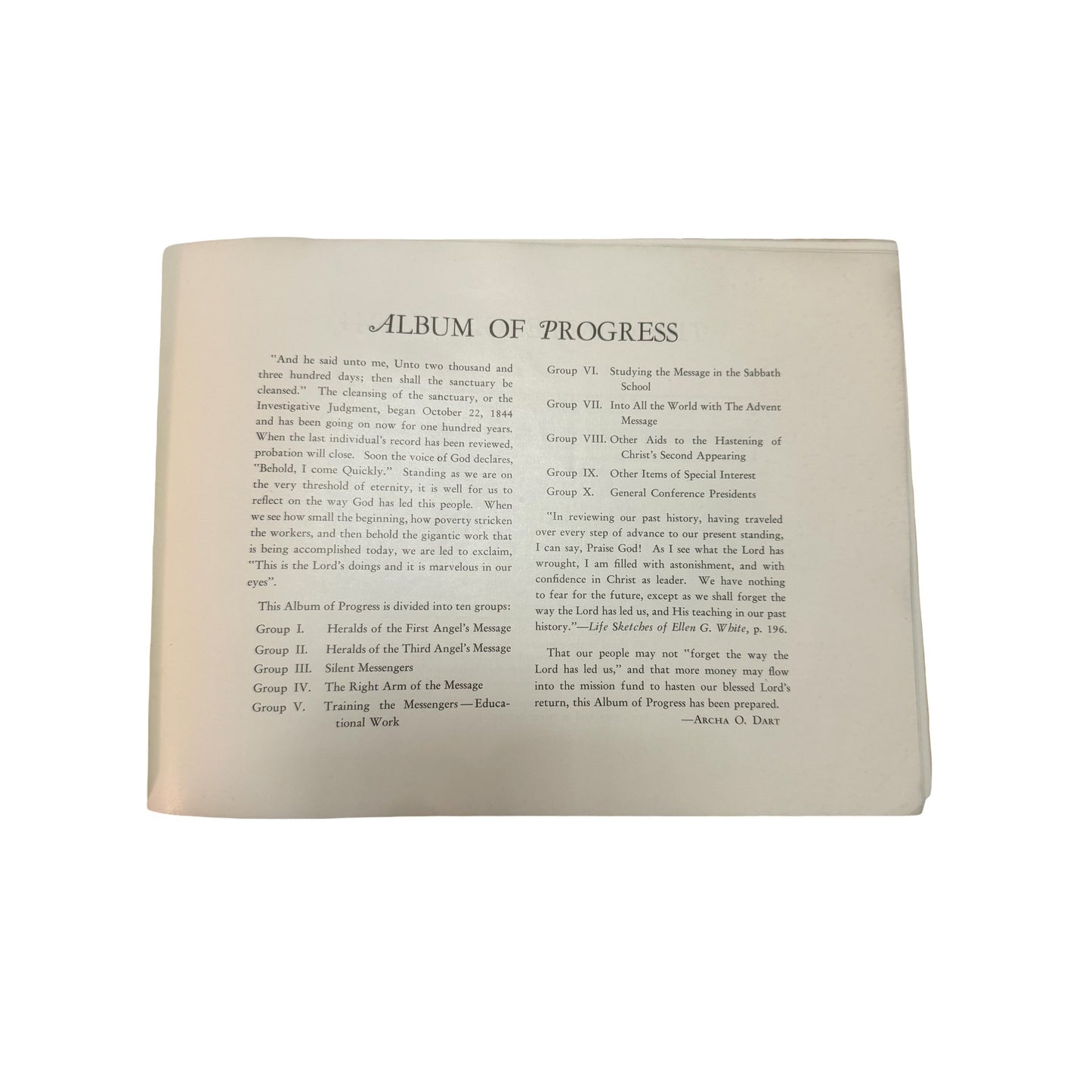 Album of Progress Sabbath School Investment Fund Centennial Anniversary 1844-1944 Photo Album Scrapbook Unused