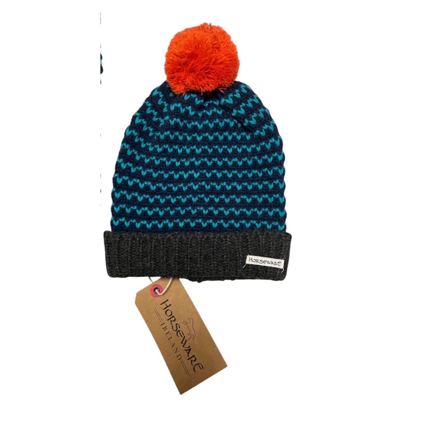 Horseware Ireland Bobble Hat & Snood Set Navy Teal Knit One Size NWT