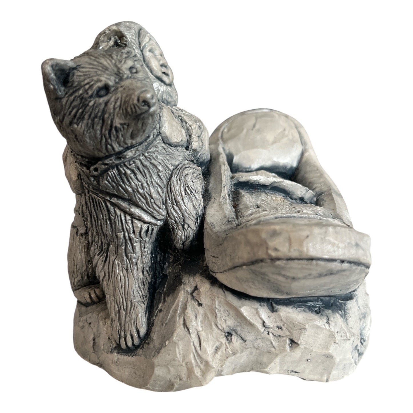 Vintage Glacial Ice Age Sculptures ACE Alaska Child Dog Sled Figurine 5 Inch