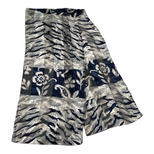 Adrienne Vittadini Sheer Silk Scarf Gray Navy Floral Abstract Print Vintage