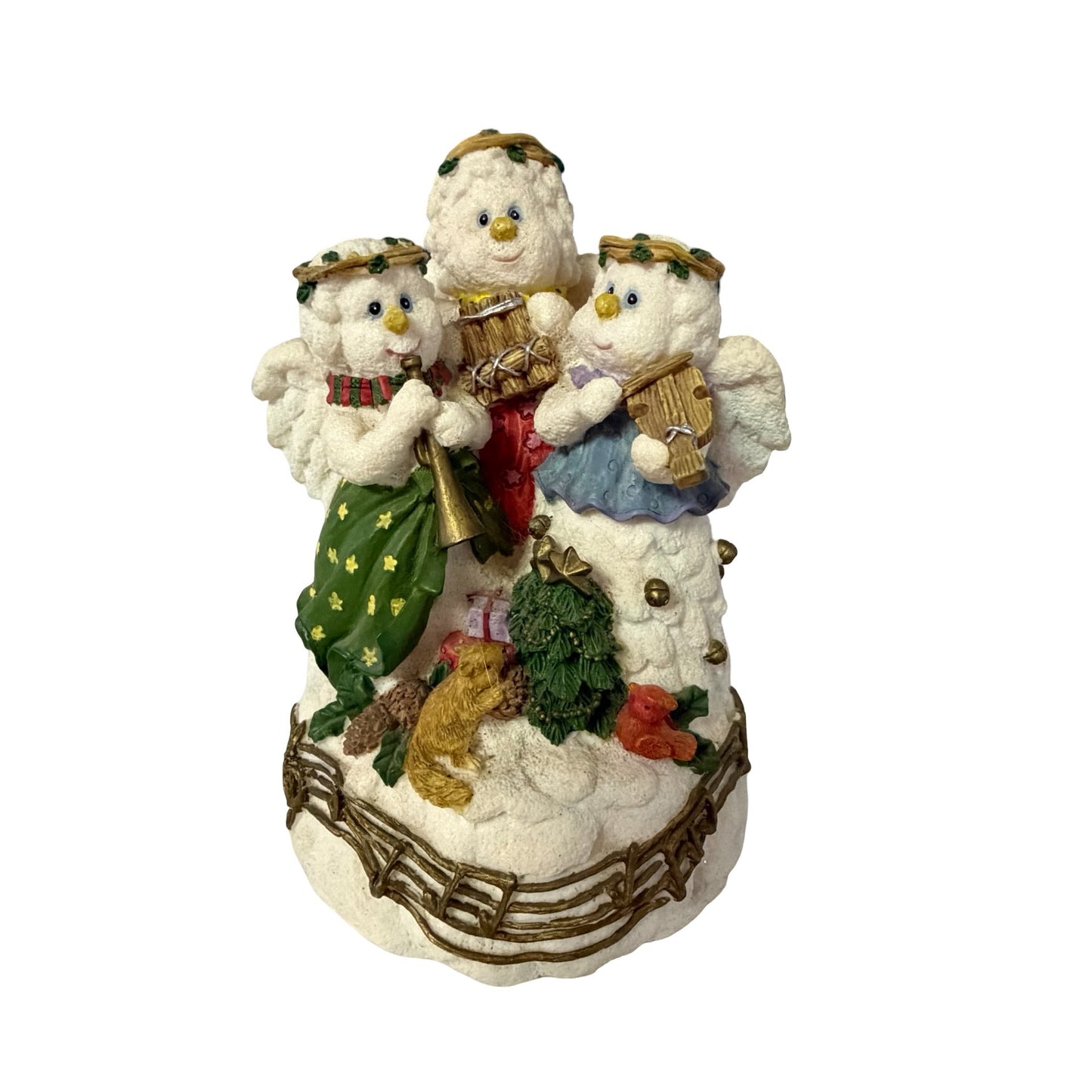 Lefton Musical Christmas Snow Angel Choir Figurine Wind Up Hark! The Herald Angels Sing