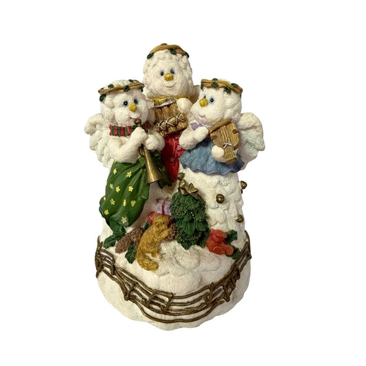 Lefton Musical Christmas Snow Angel Choir Figurine Wind Up Hark! The Herald Angels Sing