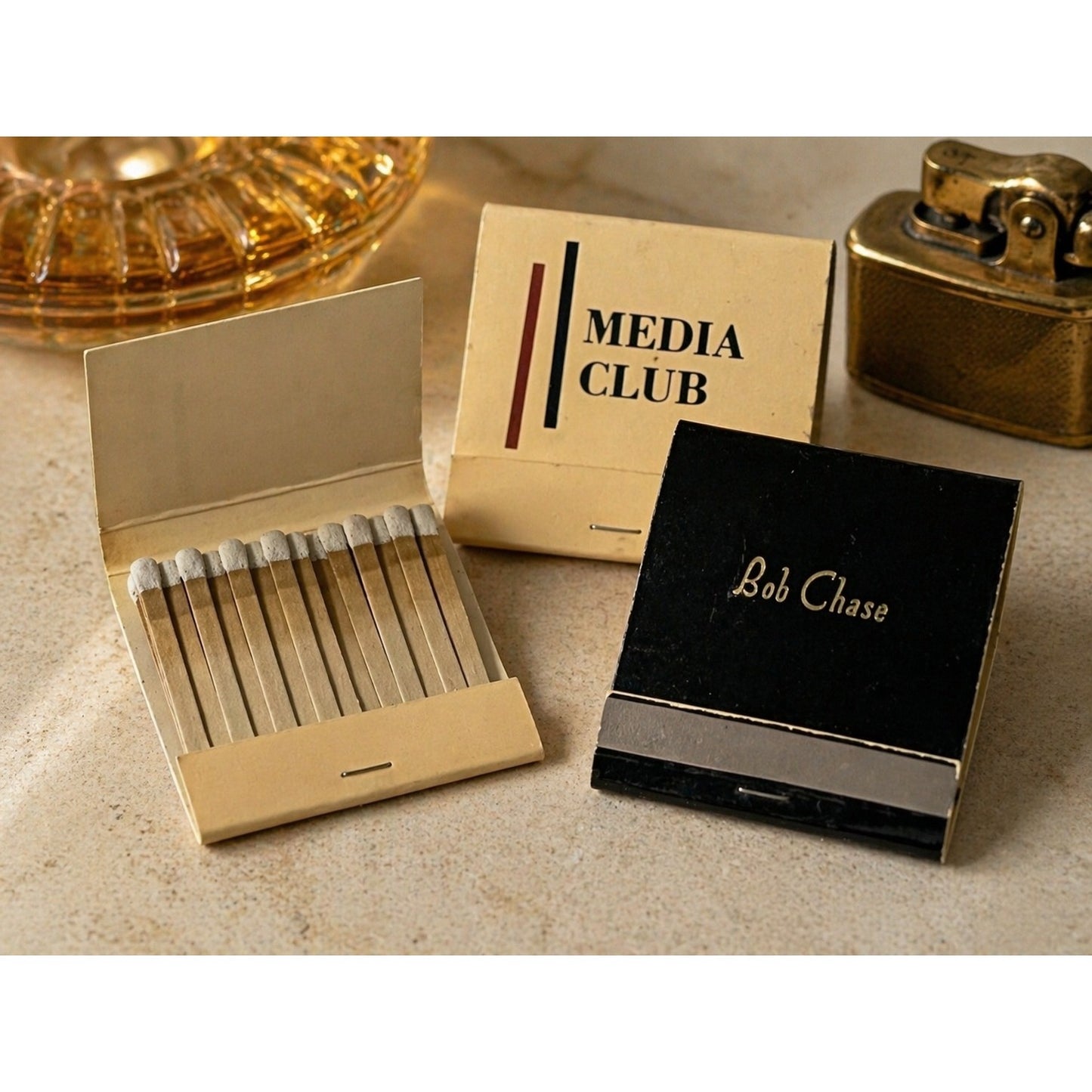 Vintage Media Club Matchbooks Bob Chase Personalized Matchbook Lot Advertising Retro Ephemera