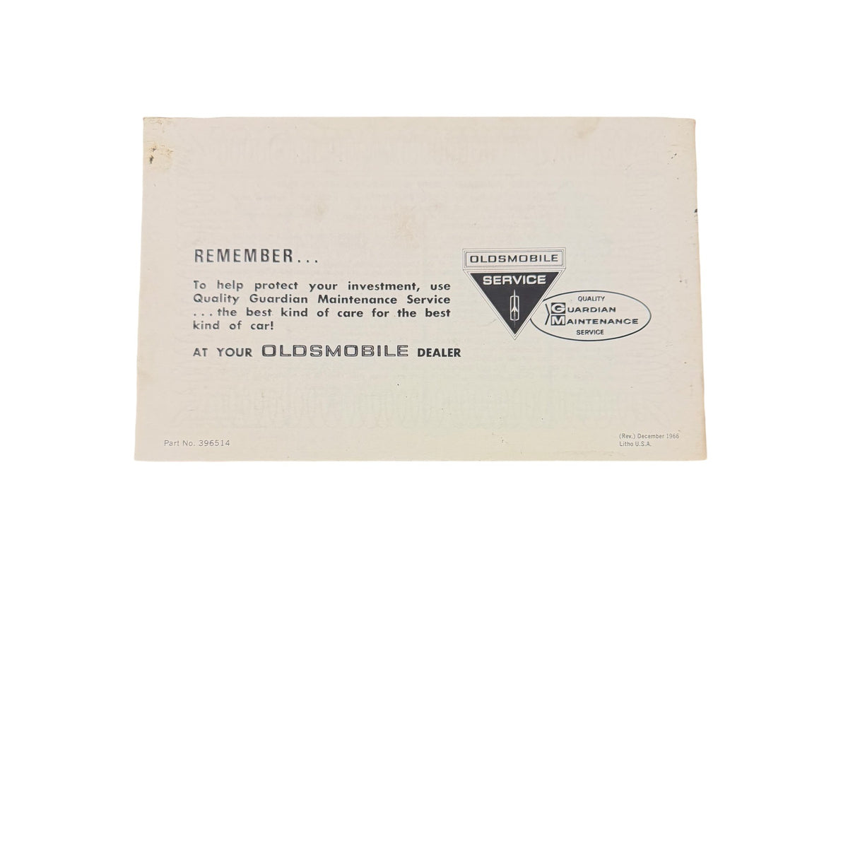 1967 Oldsmobile Original Owners Manual Cutlass 442 F85 GM 396514