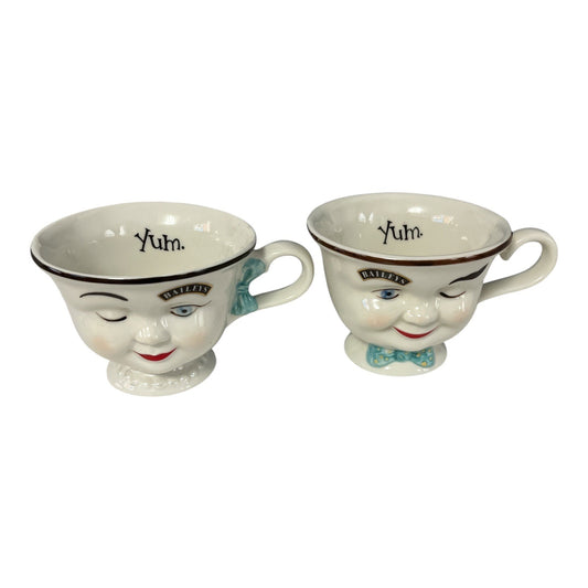 1996 Baileys Irish Cream Winking Face Mugs Pair – Limited Edition Advertising Cups