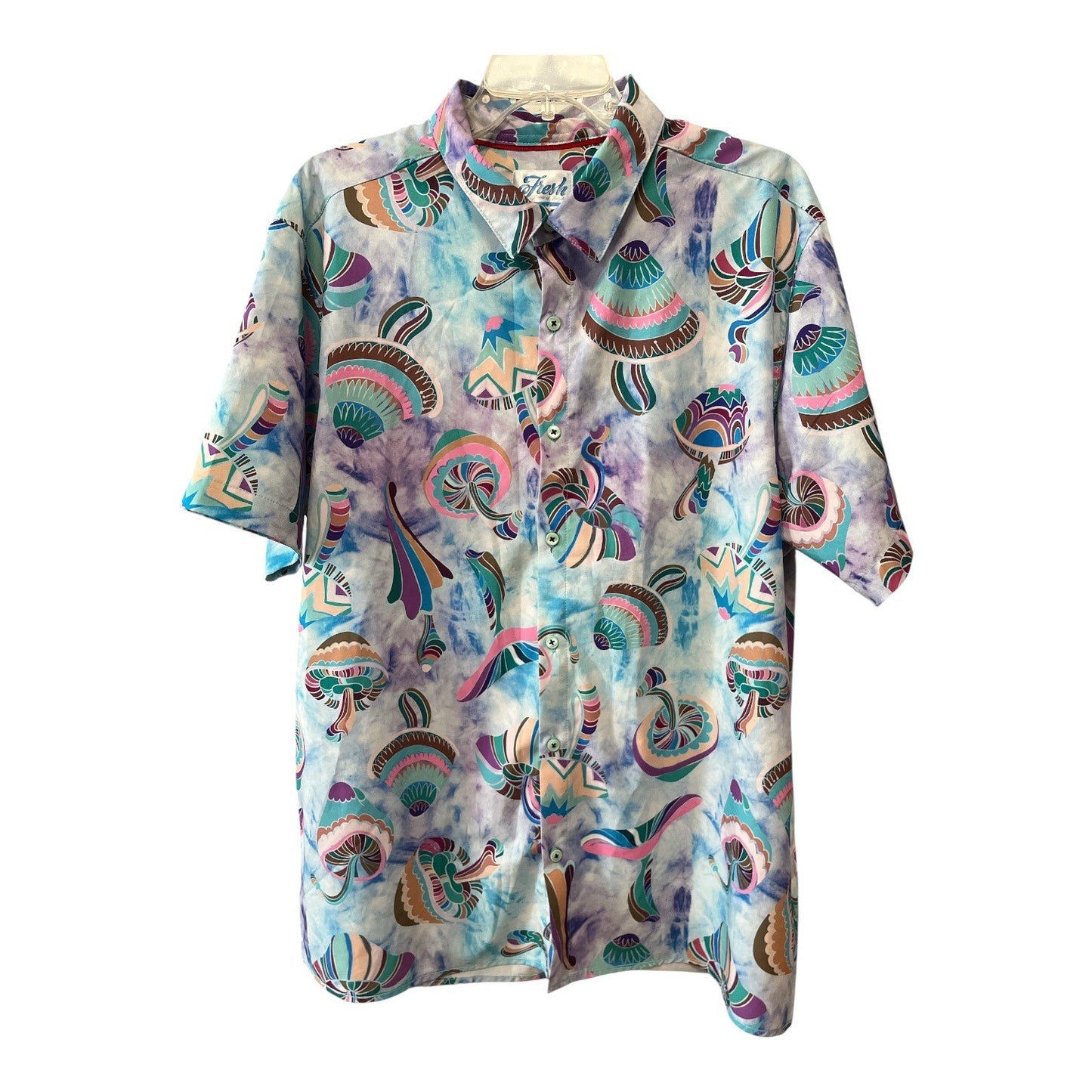 Fresh Princes of Bel-Air Mushroom Print Button-Up Shirt XL Colorful Y2K Style