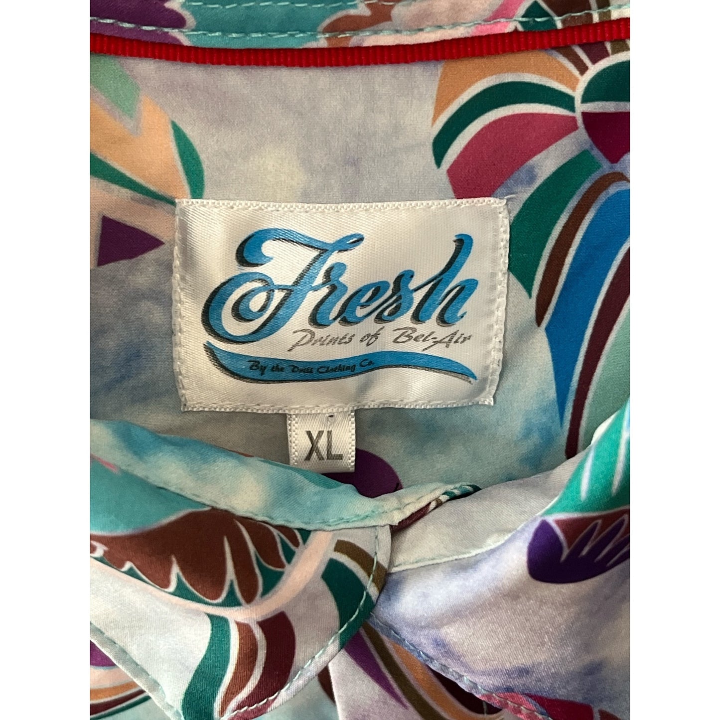 Fresh Princes of Bel-Air Mushroom Print Button-Up Shirt XL Colorful Y2K Style