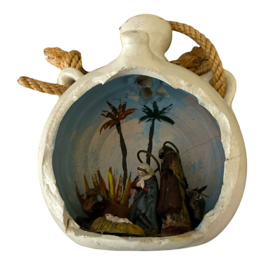 Ortigas Nativity Scene in Clay Canteen – Made in Spain – Handcrafted Wall Hanging Folk Art Crèche