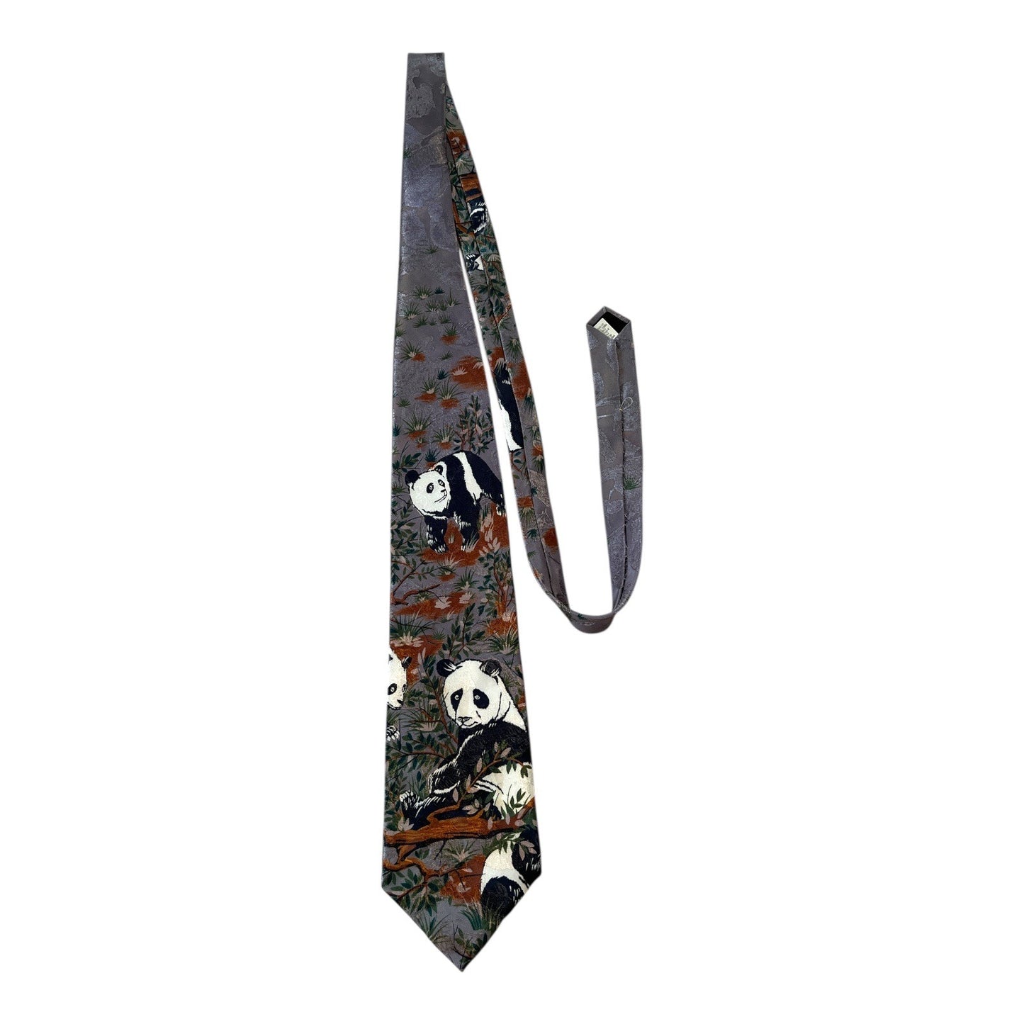 Vintage Panda Print Necktie Lost Kingdom Wildlife Theme Wide Tie