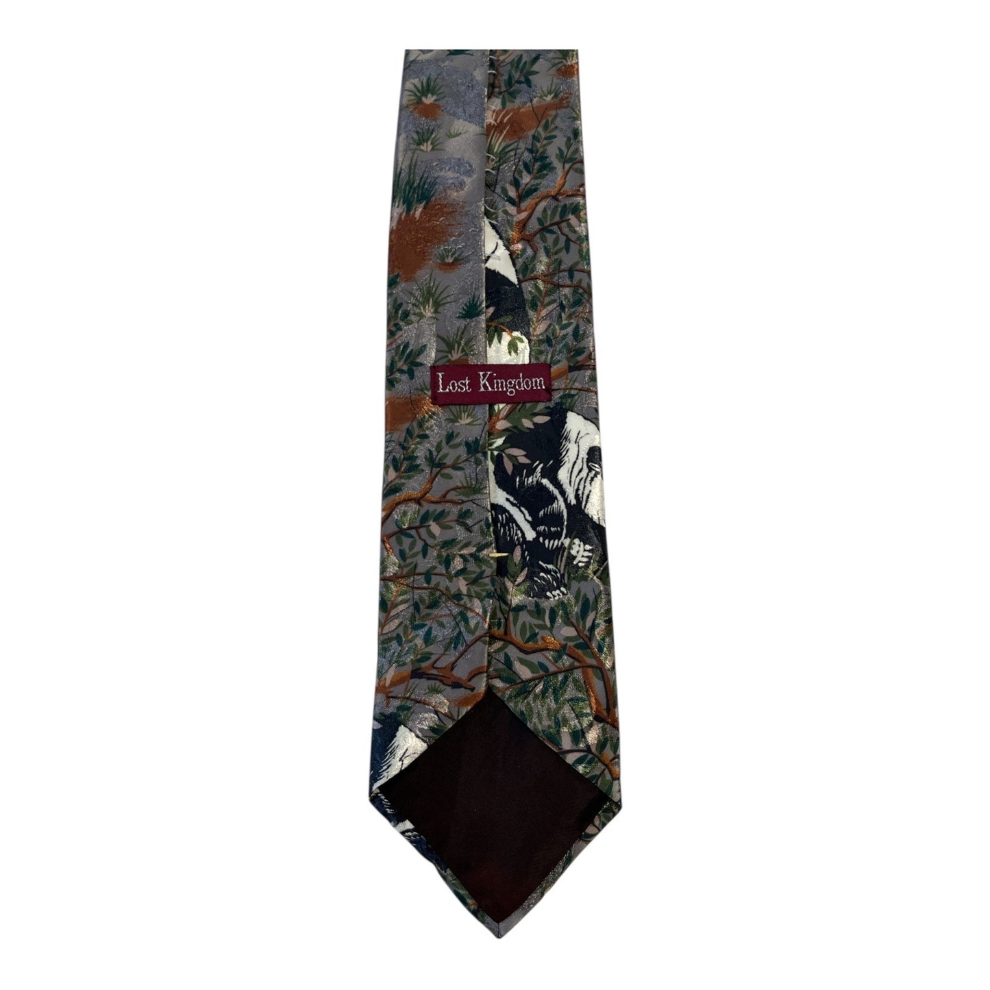 Vintage Panda Print Necktie Lost Kingdom Wildlife Theme Wide Tie