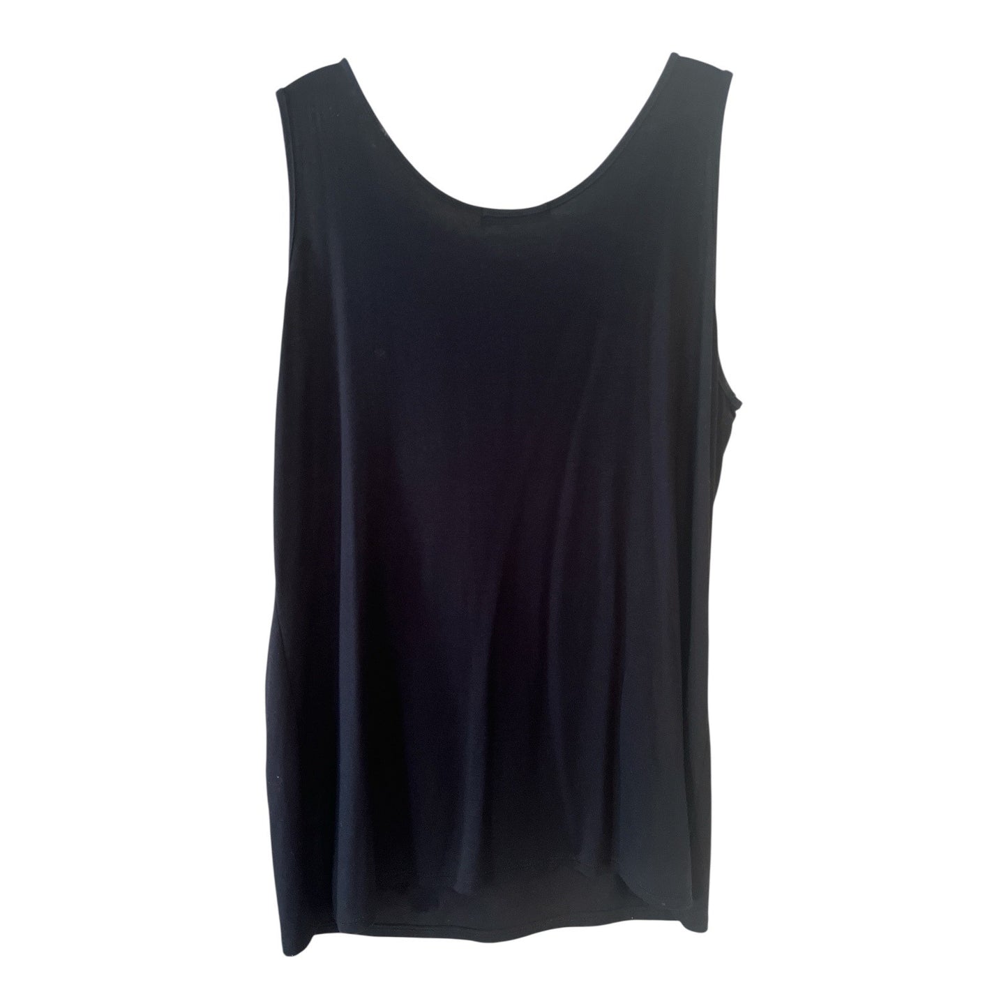 Kim & Cami Women’s XL Black Sleeveless Top – Long Fringe & Beaded Scoop Neck – Made in USA