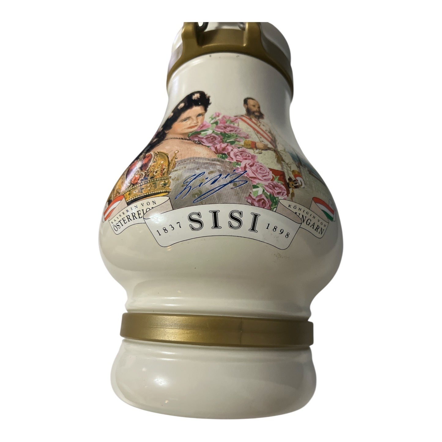 Vintage Sisi Empress Elisabeth Austria Ceramic Swing-Top Bottle Stein 9” Lid Broken