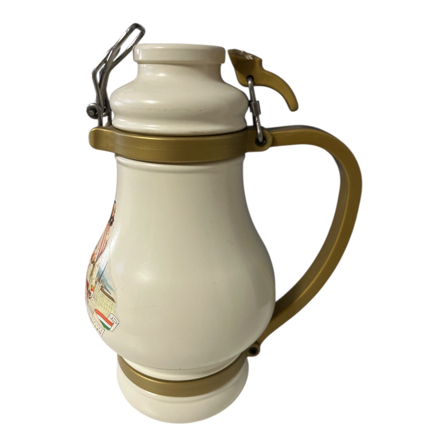 Vintage Sisi Empress Elisabeth Austria Ceramic Swing-Top Bottle Stein 9” Lid Broken