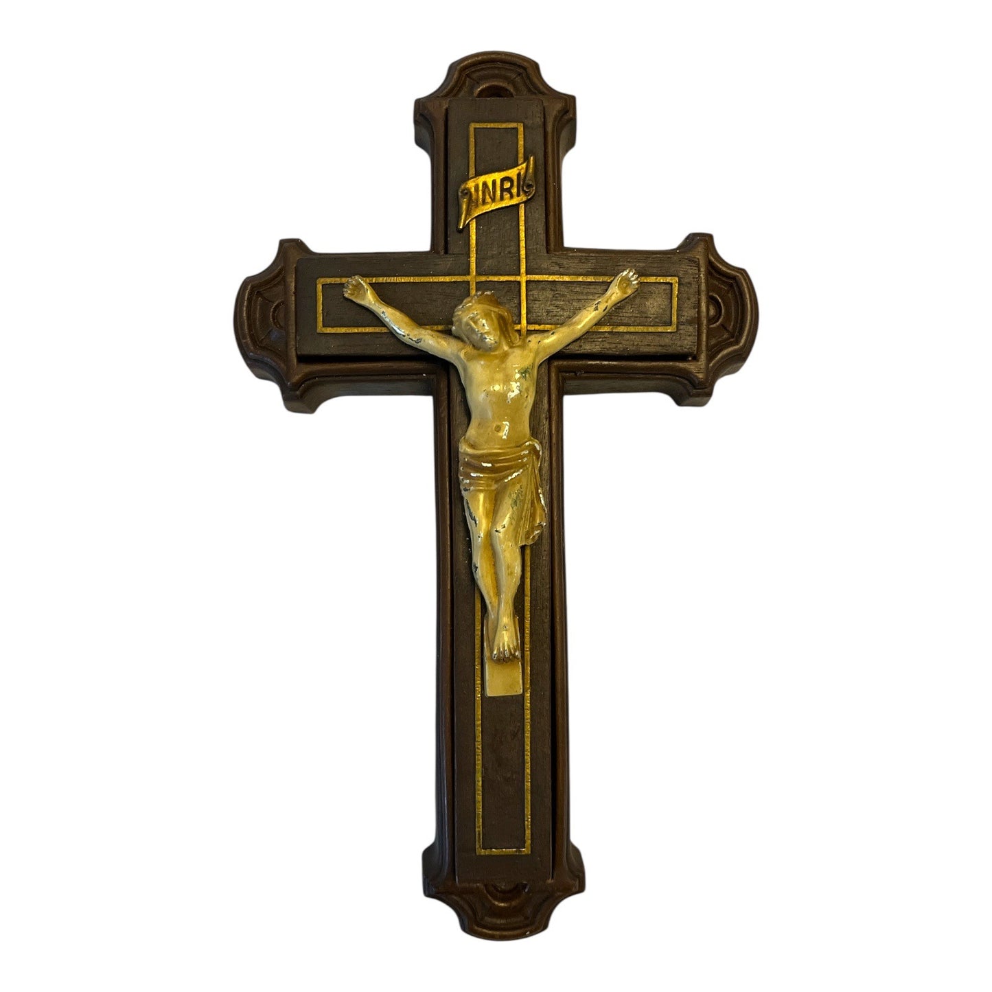 1950s Vintage Catholic Last Rites Crucifix Wall Set – Hidden Compartment Sick Call INRI Cross – Heavy Religious Decor