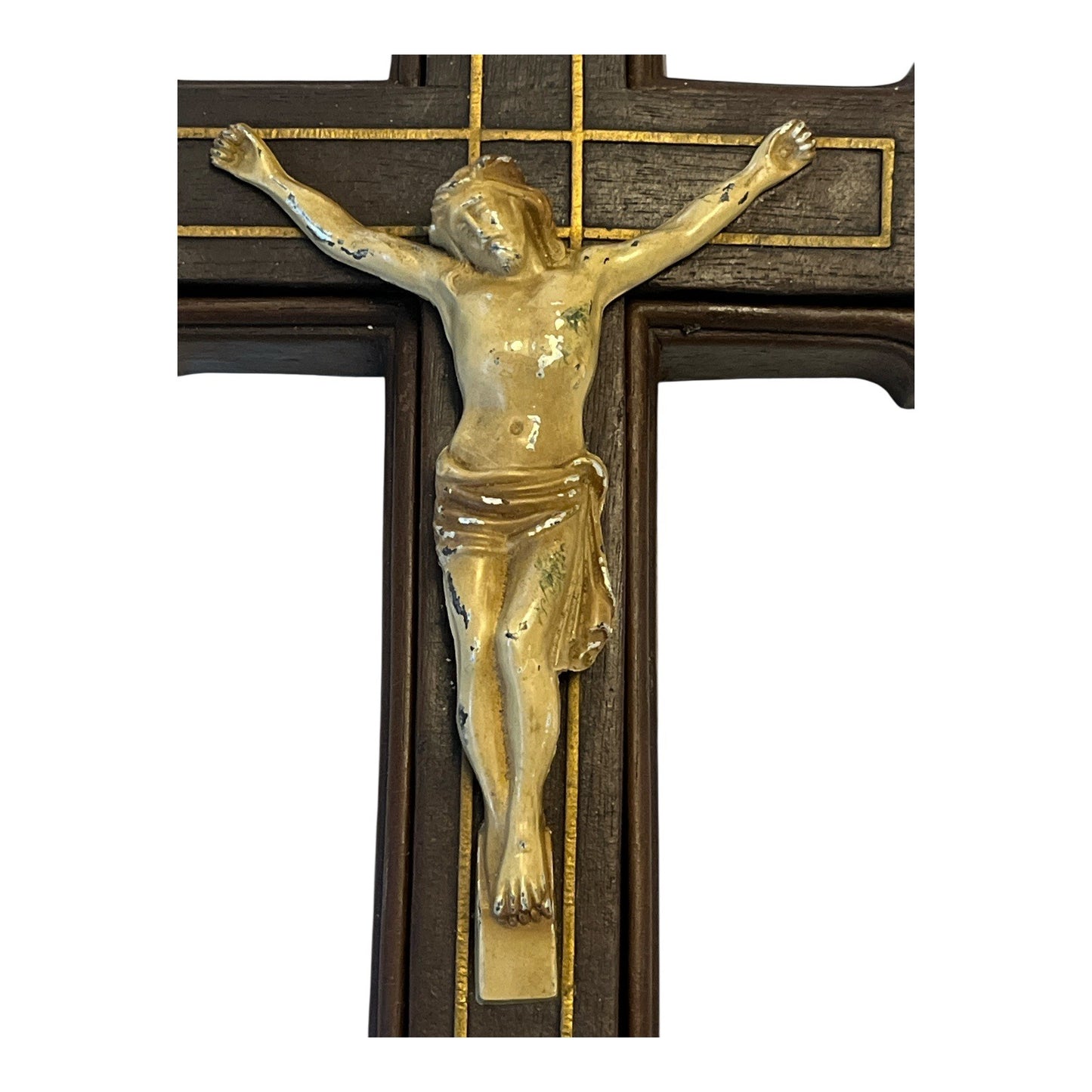 1950s Vintage Catholic Last Rites Crucifix Wall Set – Hidden Compartment Sick Call INRI Cross – Heavy Religious Decor