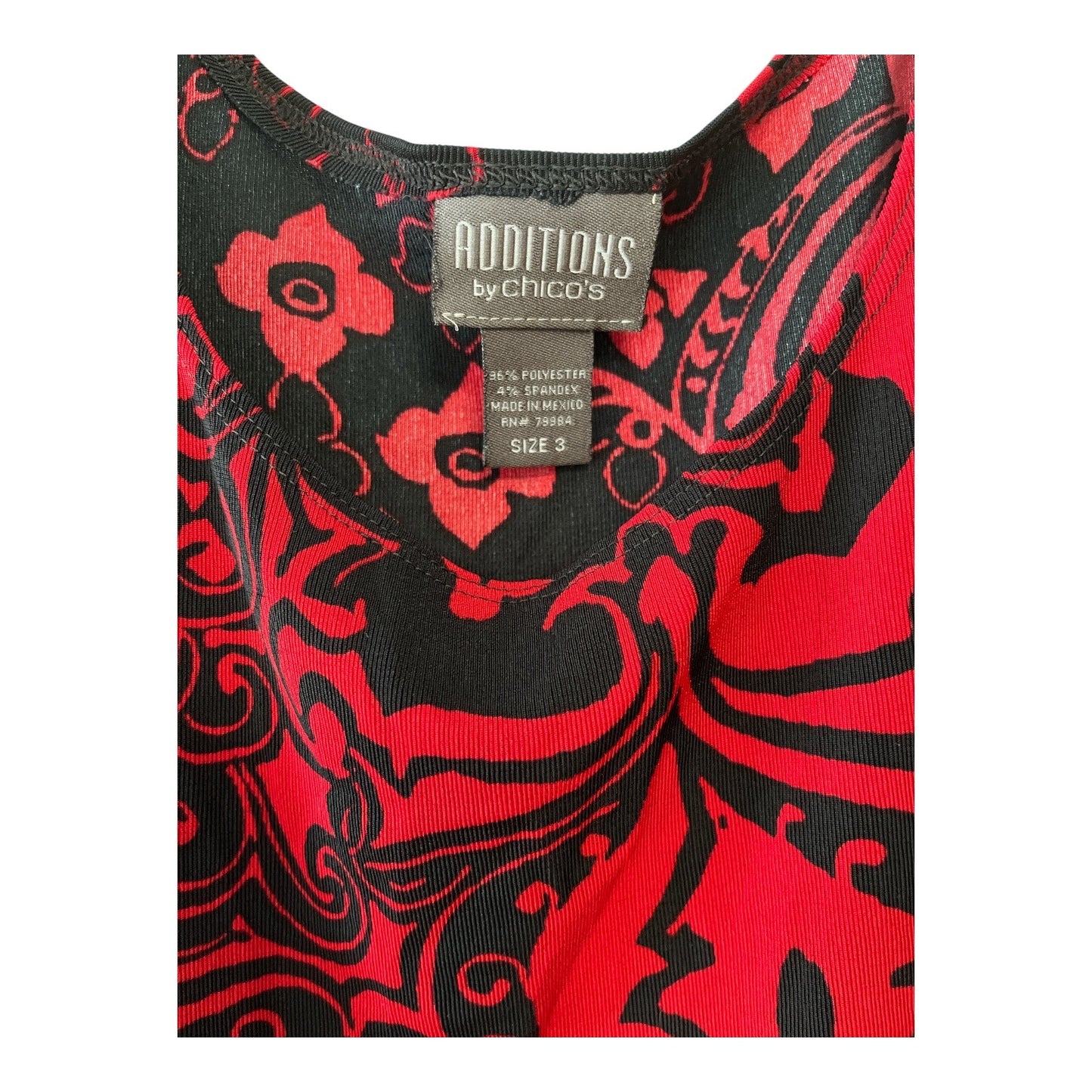 VTG Y2K Additions by Chico’s Tank Top Women’s Size 3 (XL / 16-18) Red Black Floral Paisley Stretch