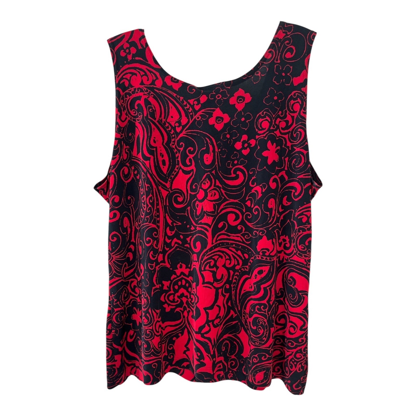 VTG Y2K Additions by Chico’s Tank Top Women’s Size 3 (XL / 16-18) Red Black Floral Paisley Stretch