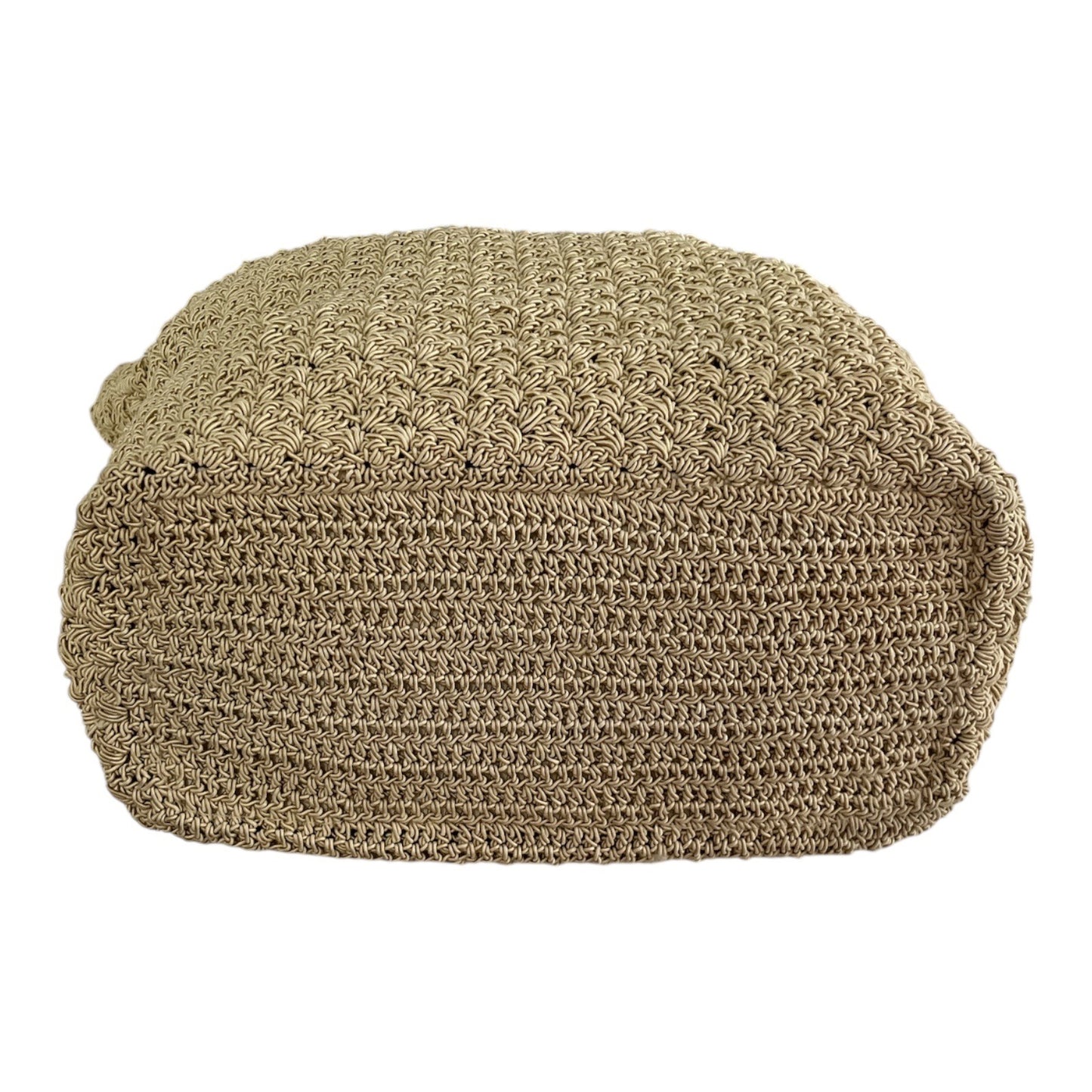 Y2K Era Woven Tote Bag Straw-Look with Brown Faux Leather Handles – 60% Cotton 40% Olefin